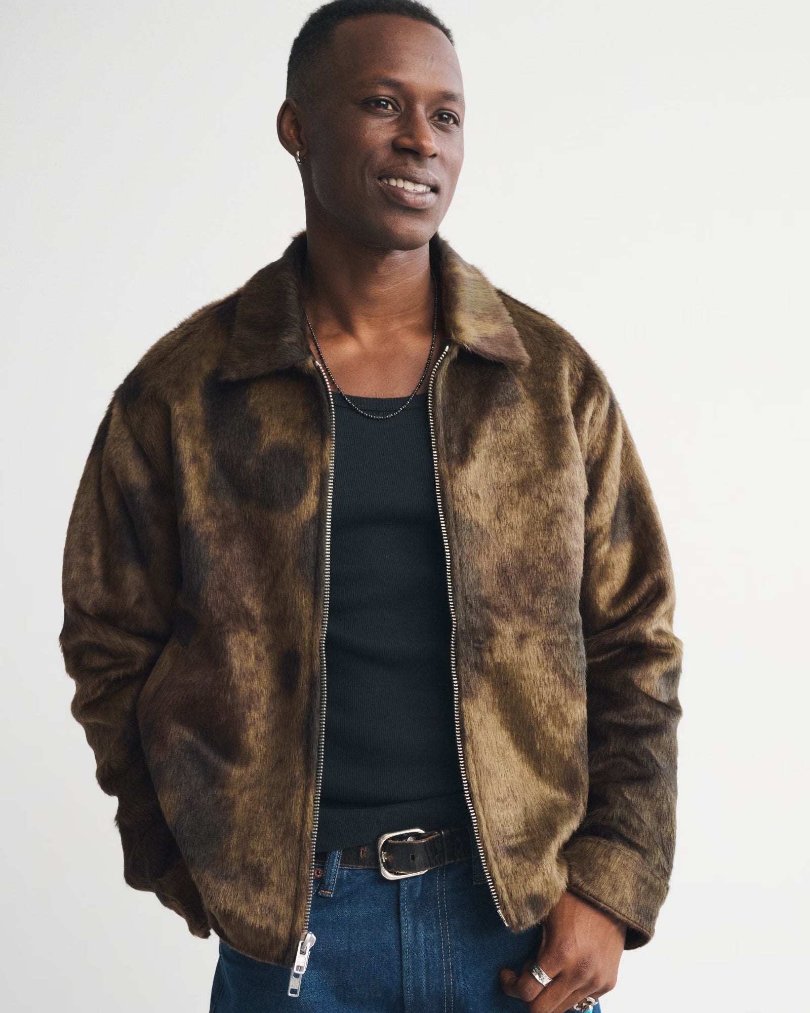 Abercrombie & Fitch - Vegan Pony Hair Zip Trucker Jacket