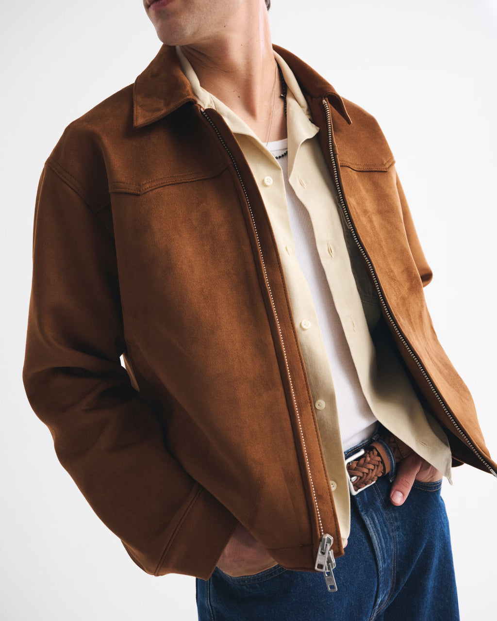 Abercrombie & Fitch - Vegan Pony Hair Zip Trucker Jacket