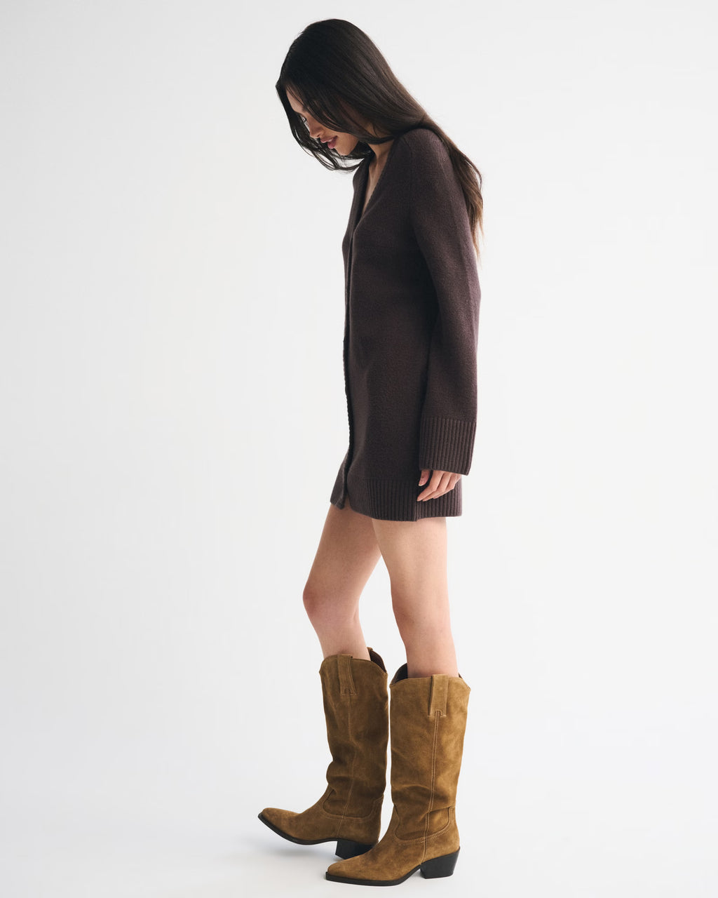 Abercrombie & Fitch - Long-Sleeve Cardigan Mini Sweater Dress