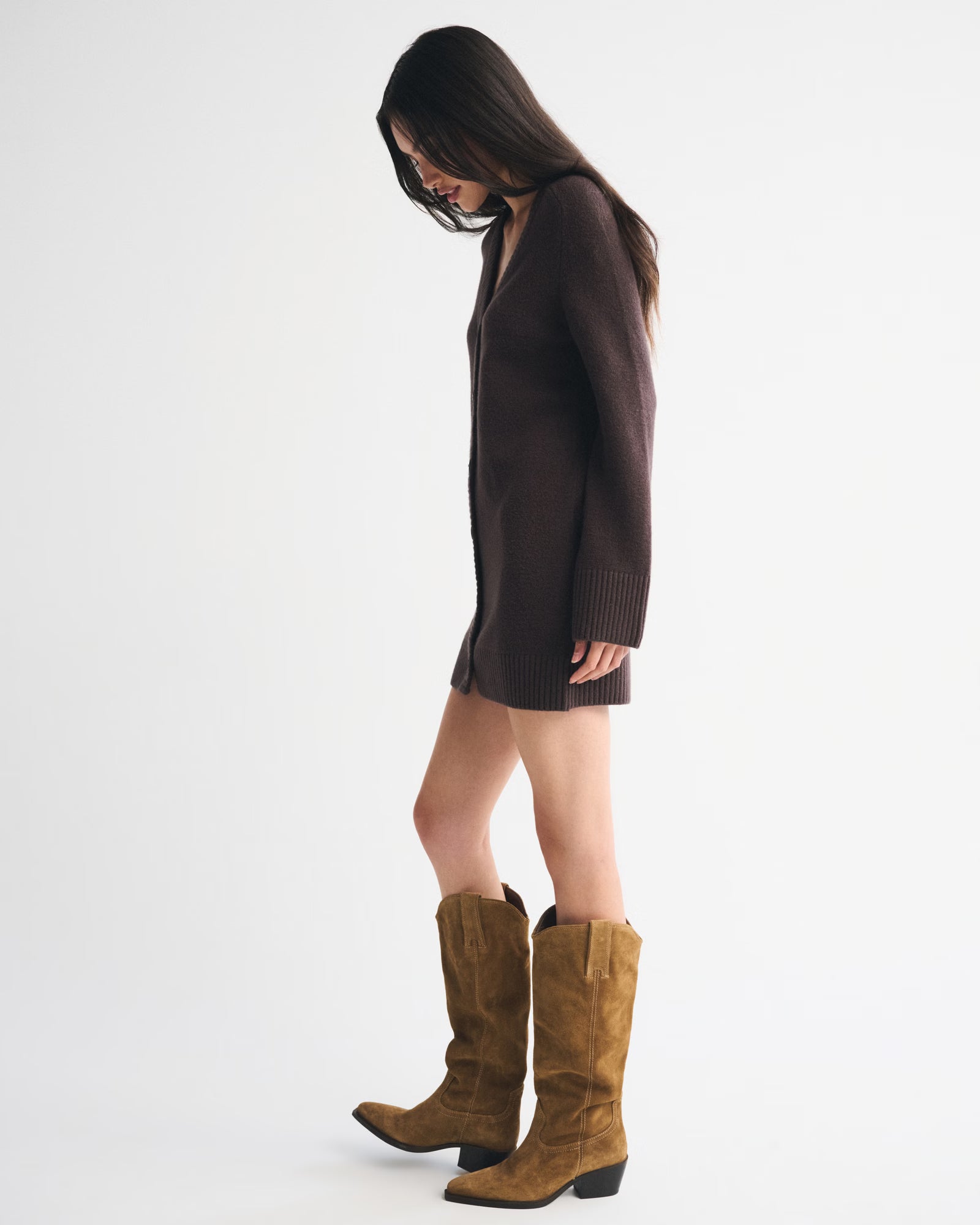 Abercrombie & Fitch - Long-Sleeve Cardigan Mini Sweater Dress