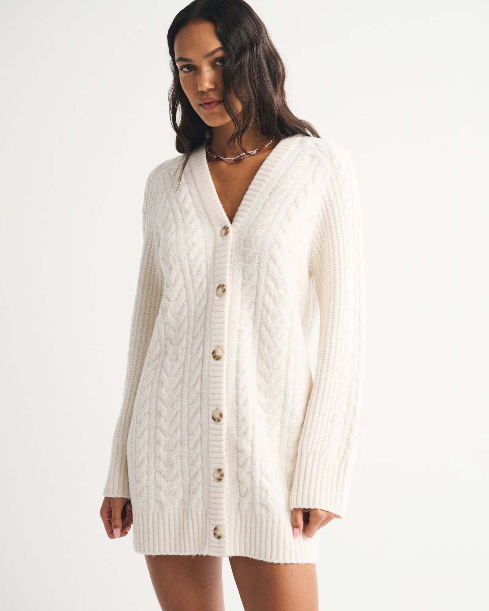 Abercrombie & Fitch - Long-Sleeve Cardigan Mini Sweater Dress