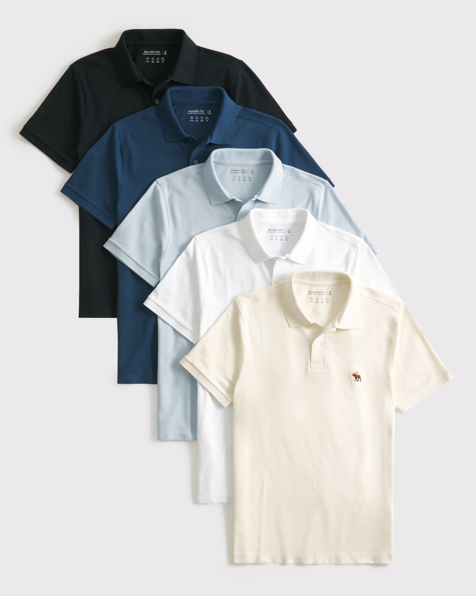 Abercrombie & Fitch - 5-Pack Signature Icon Don't Sweat It Polos