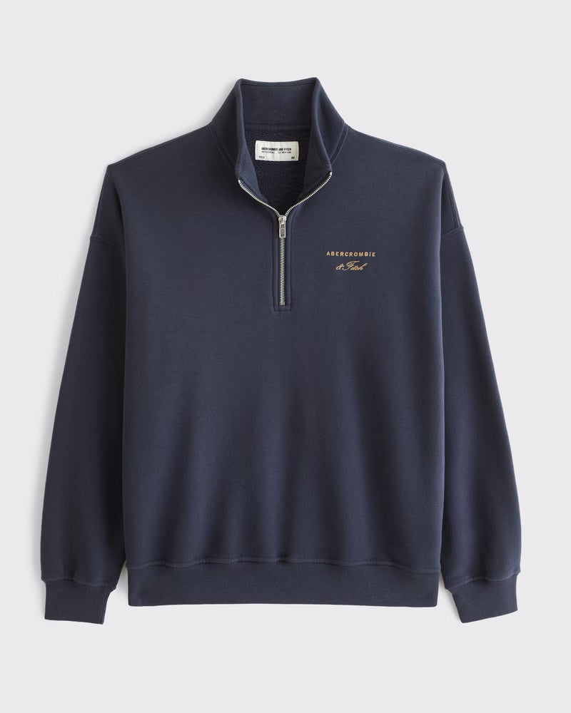 Abercrombie & Fitch - Essential Half-Zip Logo Sweatshirt IMMEDIATE
