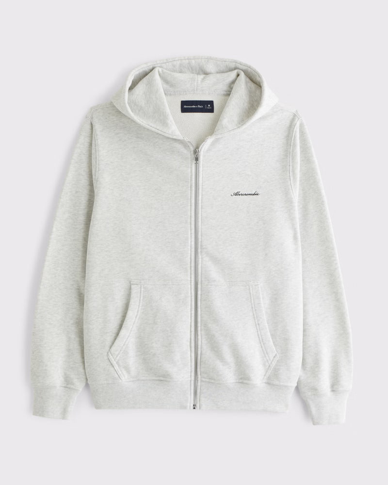 Abercrombie & Fitch - Terry Script Logo Full-Zip Hoodie IMMEDIATE