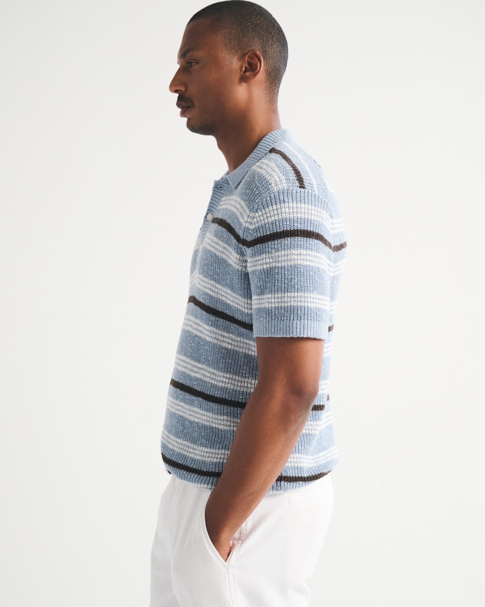 Abercrombie & Fitch - 100% Cotton Striped 3-Button Sweater Polo