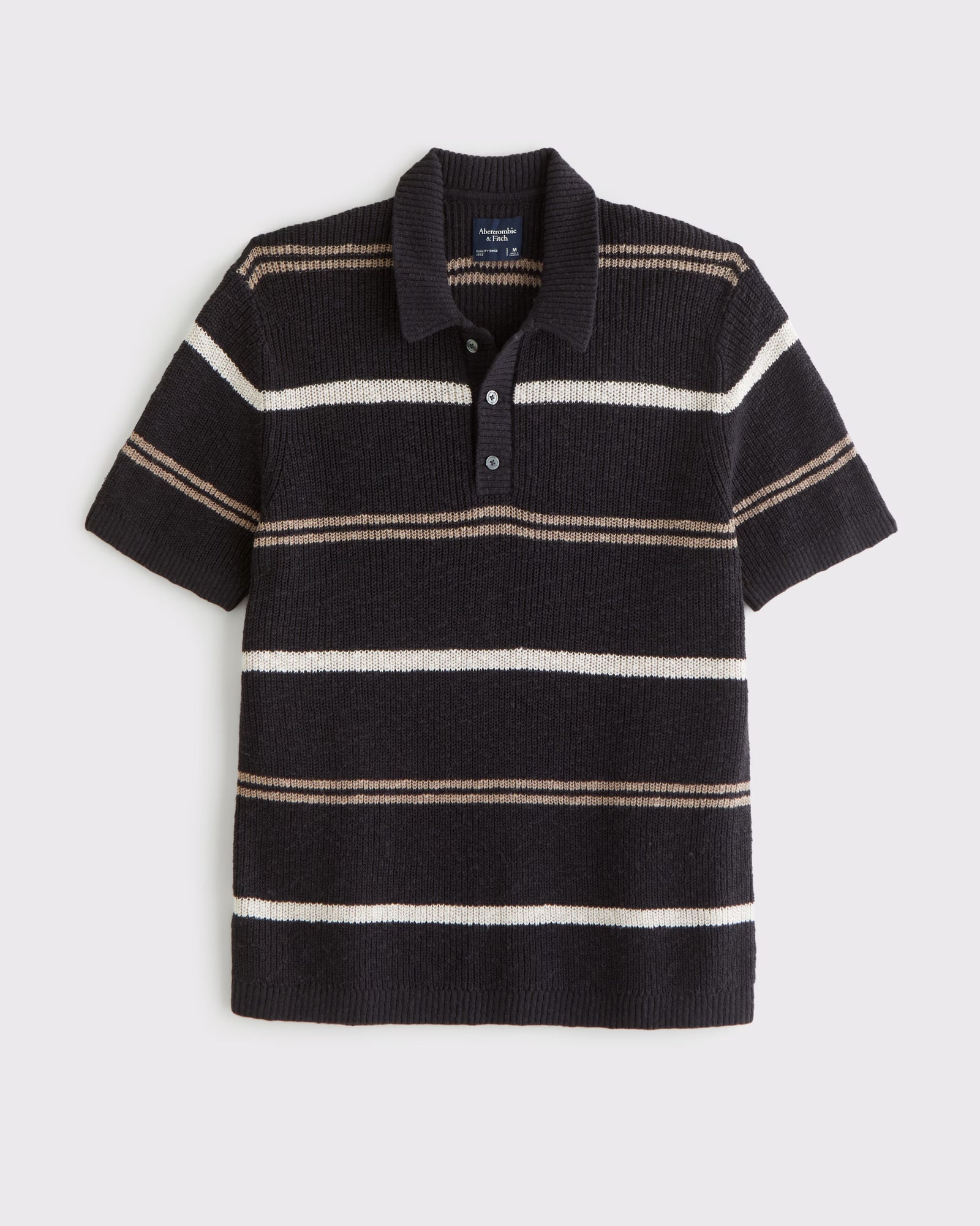 Abercrombie & Fitch - 100% Cotton Striped 3-Button Sweater Polo