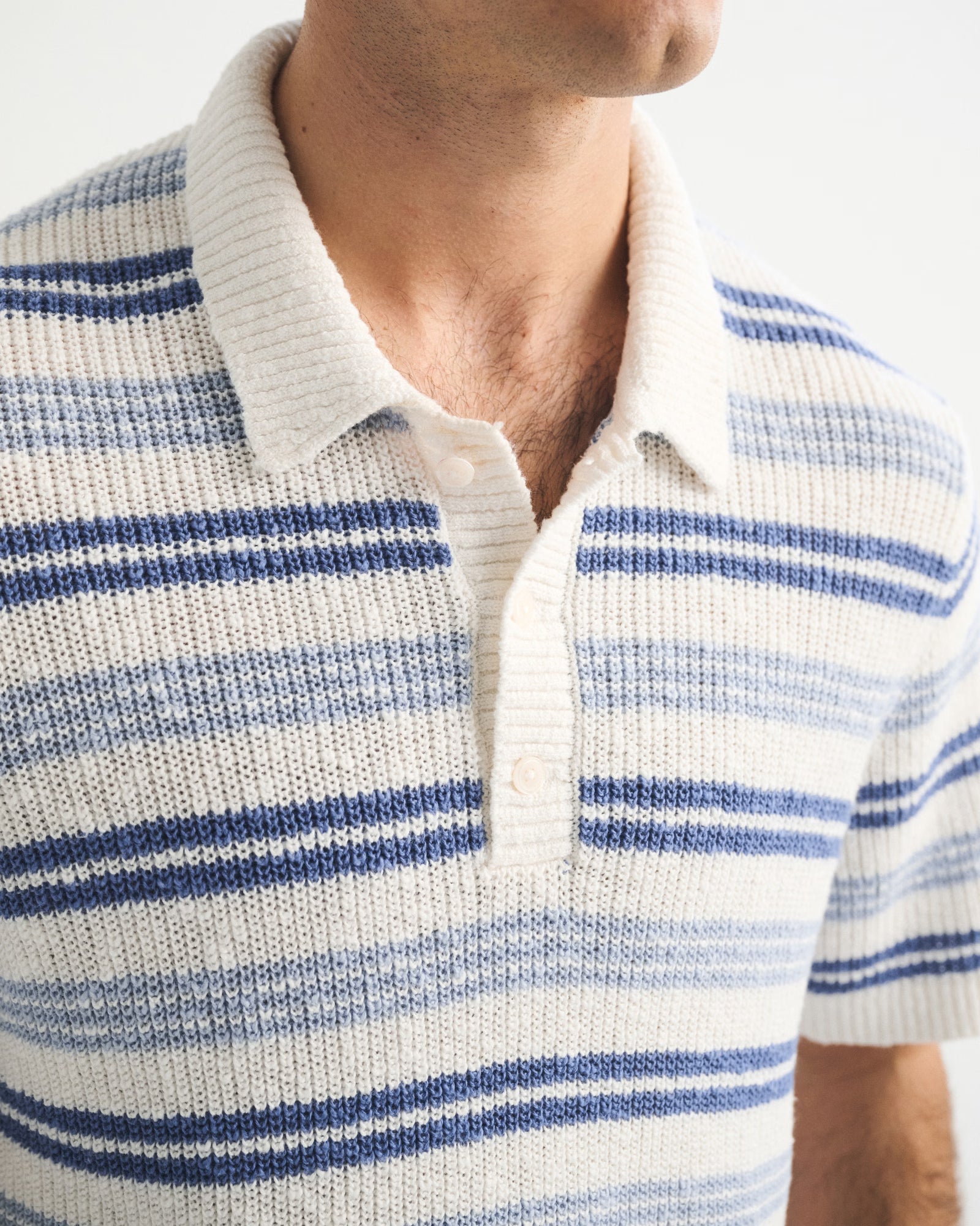 Abercrombie & Fitch - 100% Cotton Striped 3-Button Sweater Polo