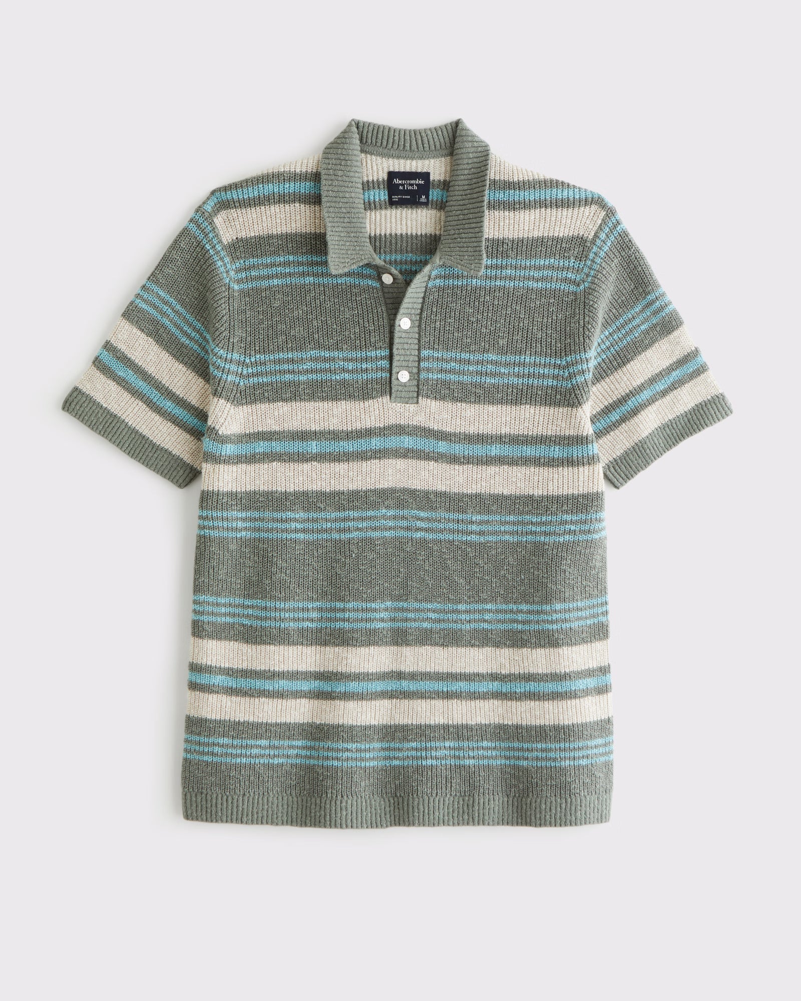 Abercrombie & Fitch - 100% Cotton Striped 3-Button Sweater Polo IMMEDIATE