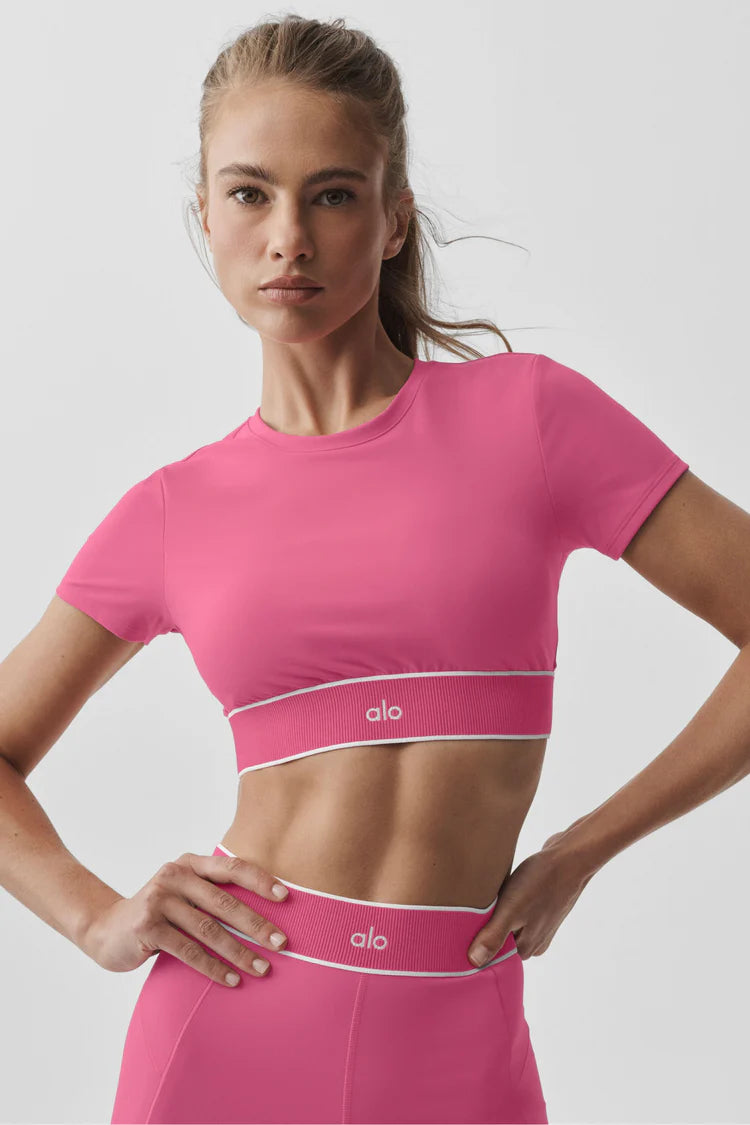 ALO YOGA - Softsculpt Amp It Up Short Sleeve Bra