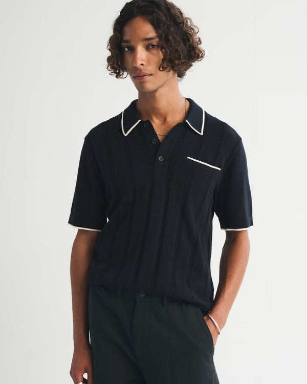 Abercrombie & Fitch - Refined Rib 3-Button Sweater Polo IMMEDIATE