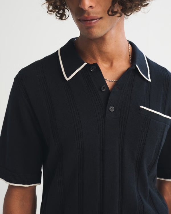 Abercrombie & Fitch - Refined Rib 3-Button Sweater Polo IMMEDIATE