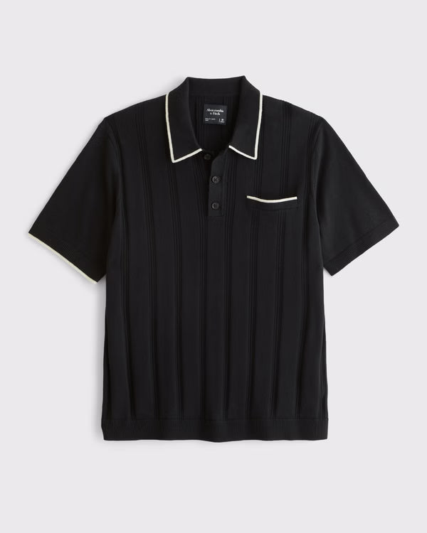 Abercrombie & Fitch - Refined Rib 3-Button Sweater Polo IMMEDIATE