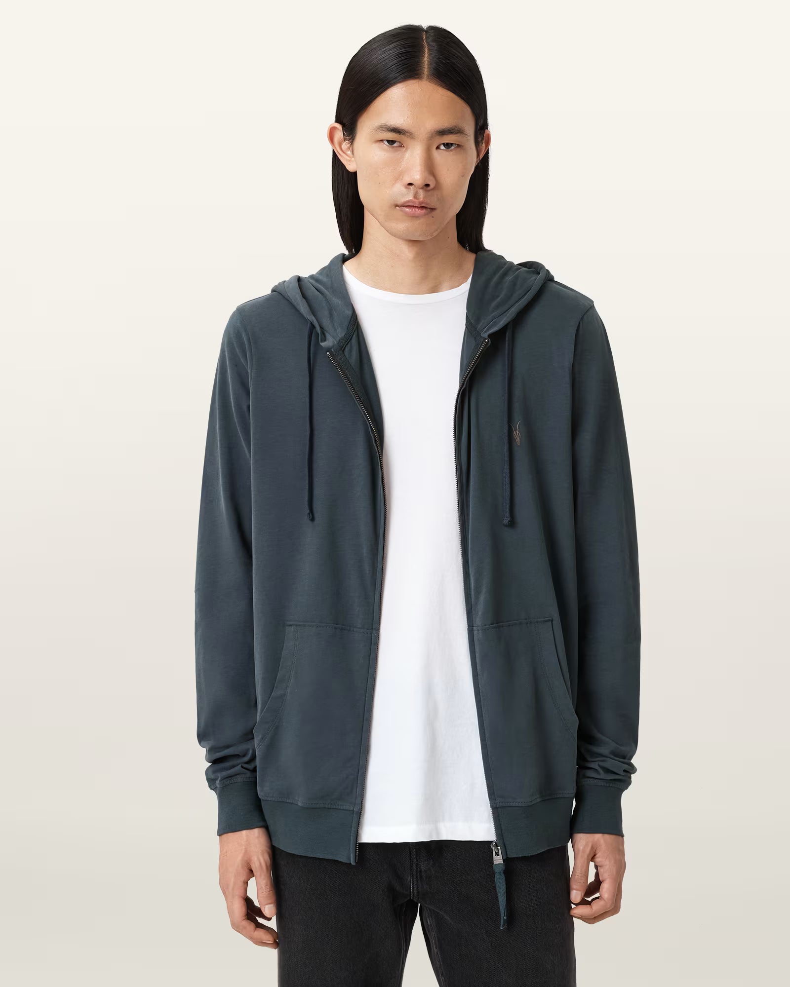 Allsaints - Brace Zip Up Ramskull Hoodie