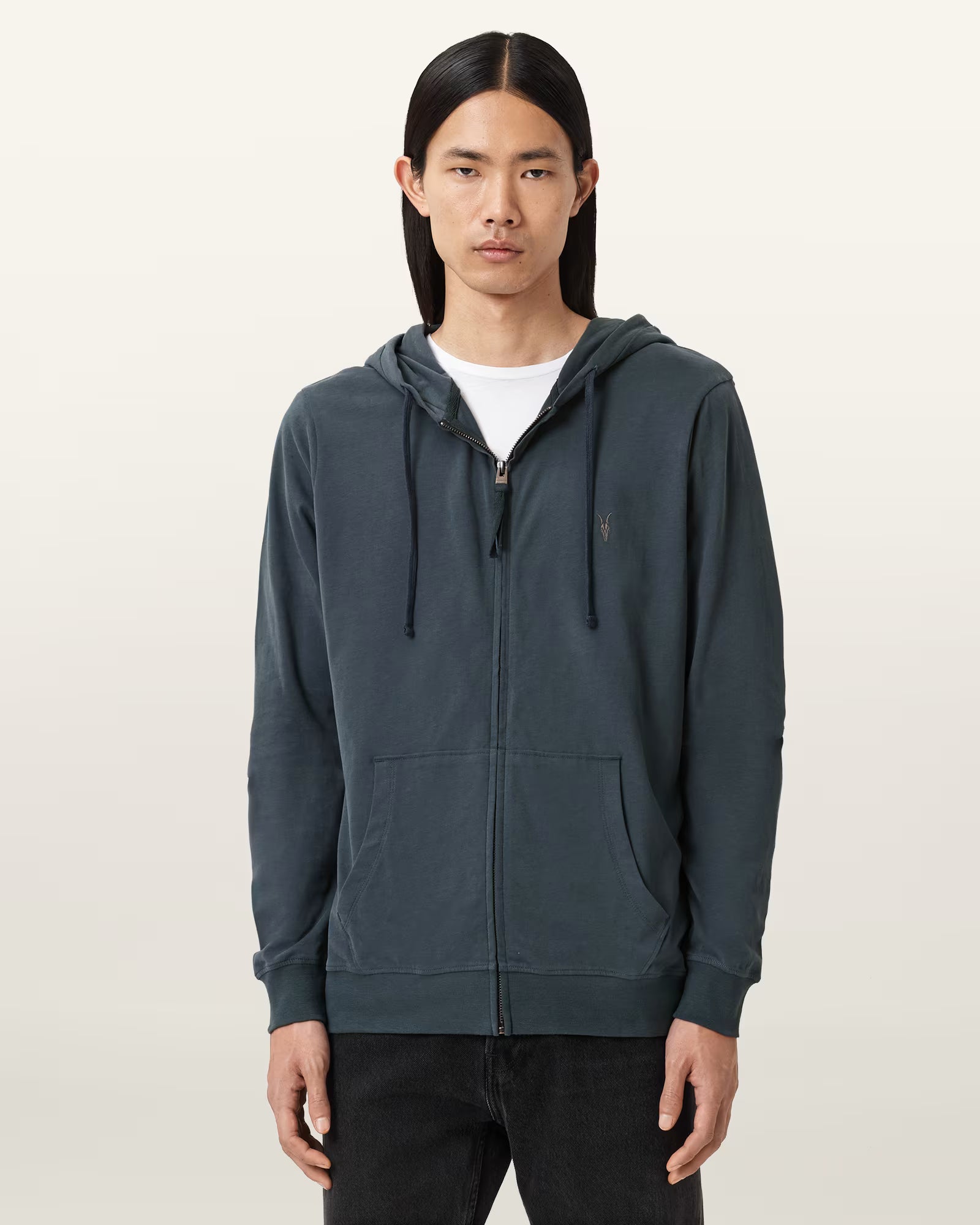 Allsaints - Brace Zip Up Ramskull Hoodie