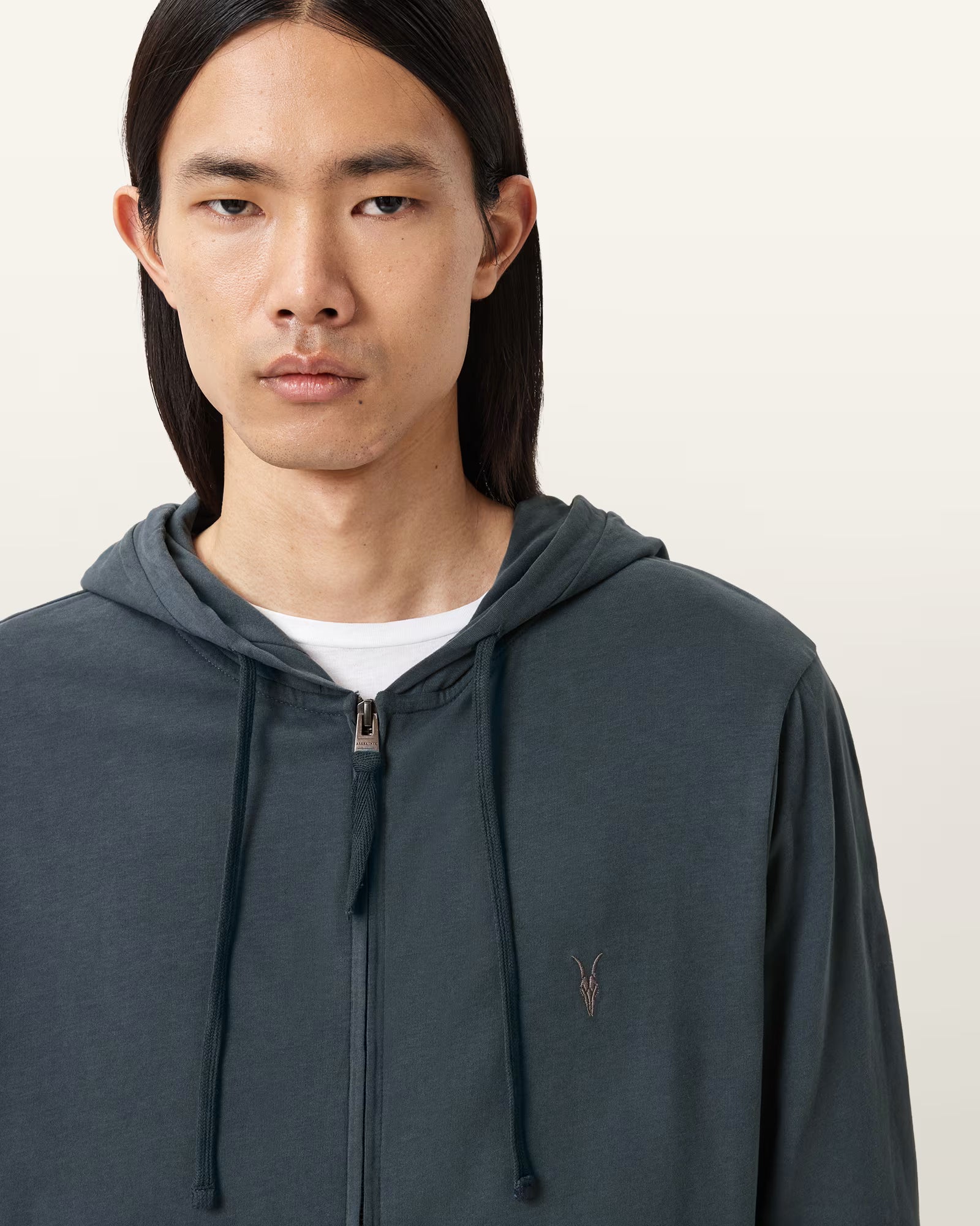 Allsaints - Brace Zip Up Ramskull Hoodie