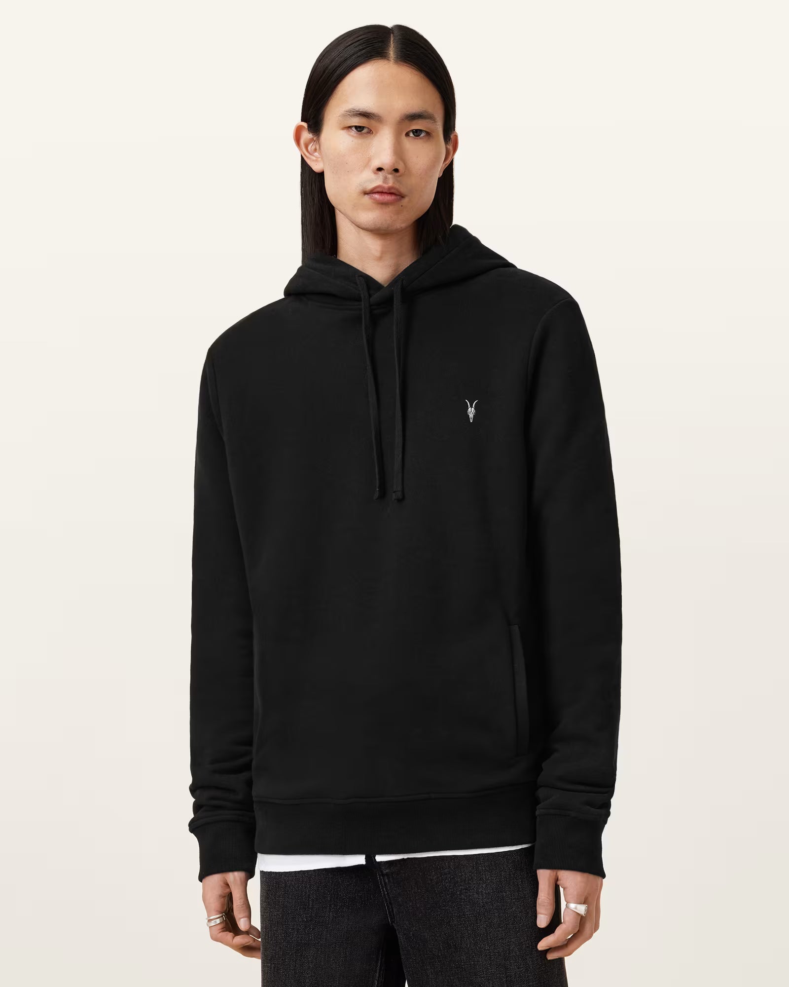 Allsaints - Raven Pullover Ramskull Hoodie