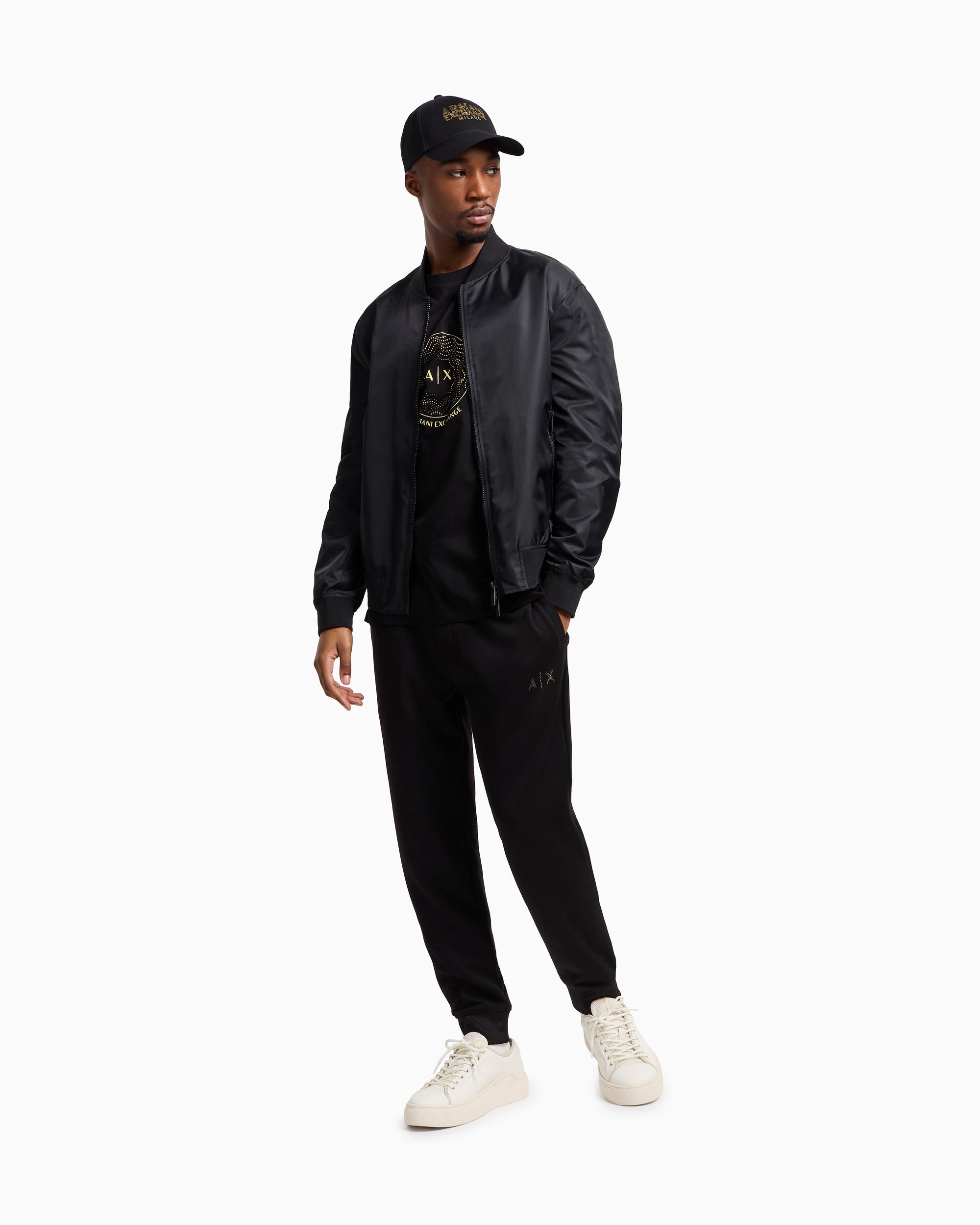 Armani Exchange - Satin Bomber Jacket With Blurred Back Logo