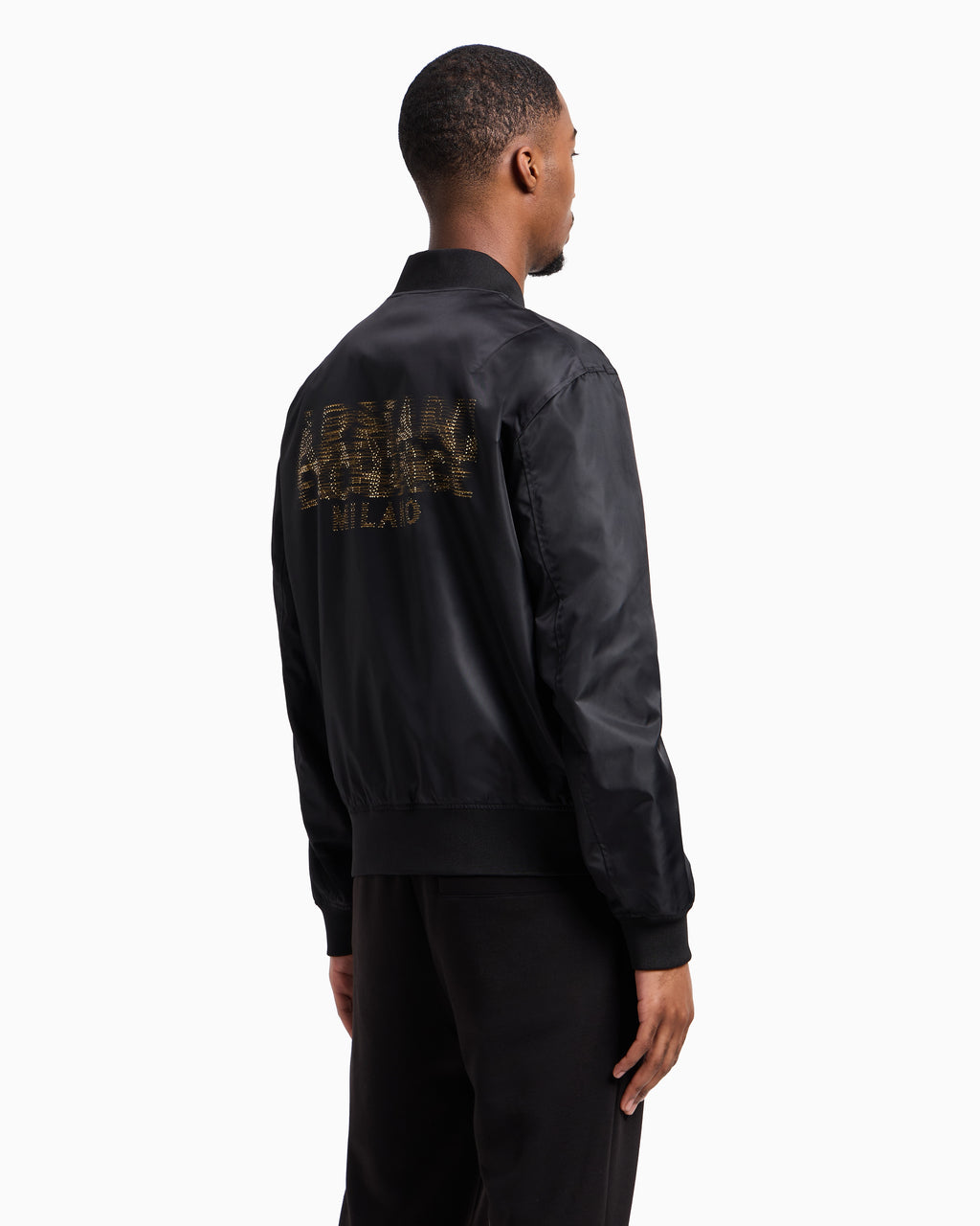 Armani Exchange - Satin Bomber Jacket With Blurred Back Logo