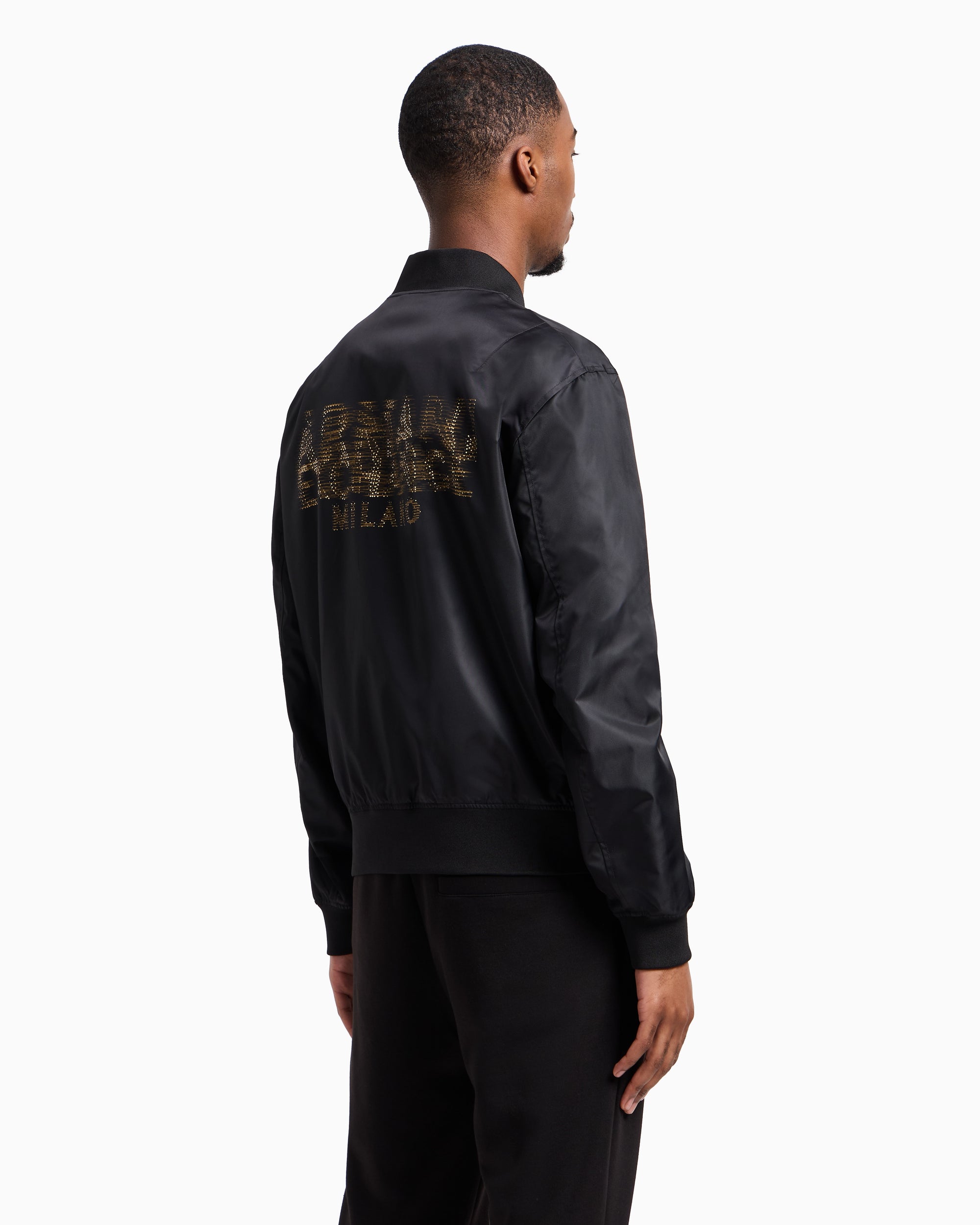 Armani Exchange - Satin Bomber Jacket With Blurred Back Logo