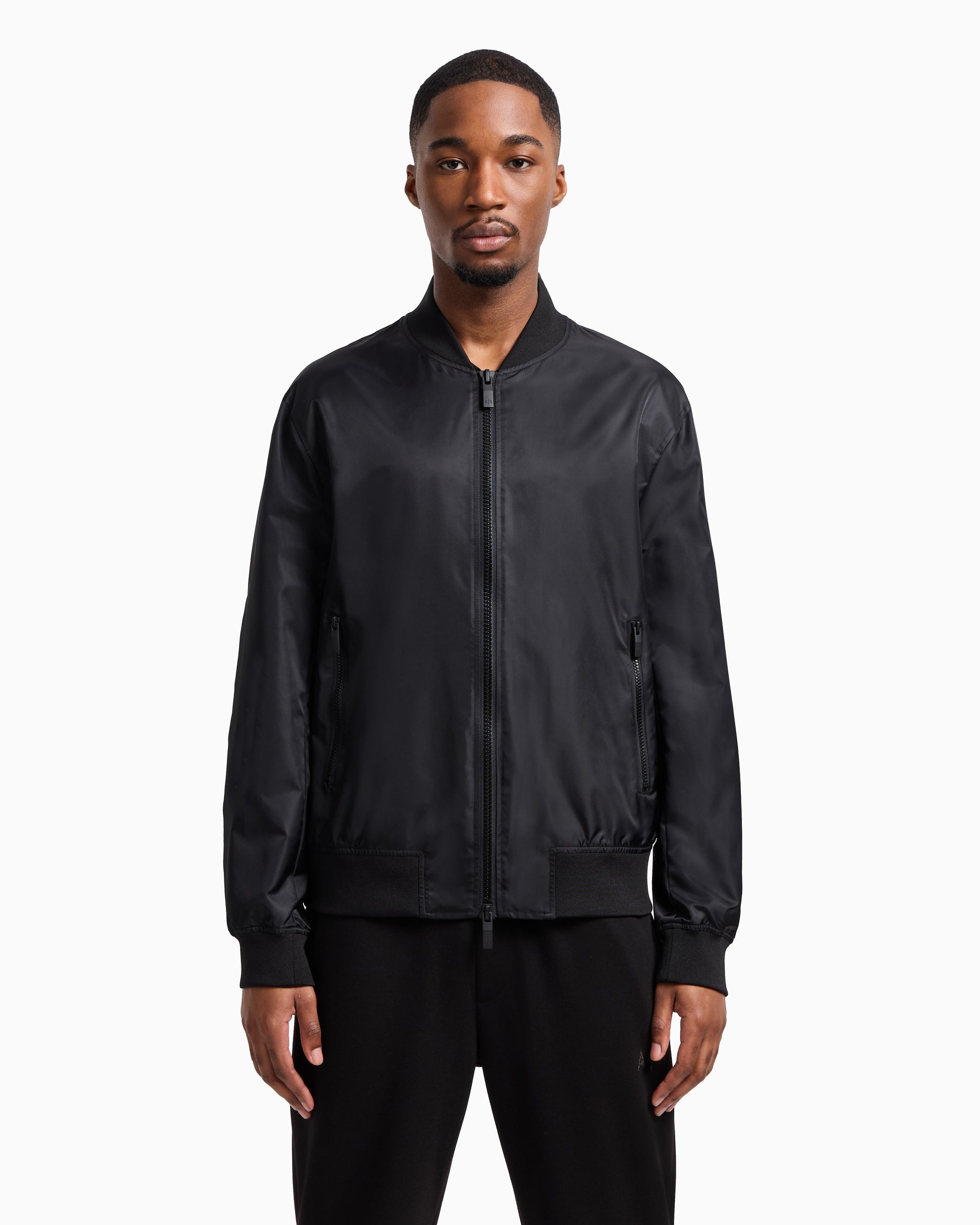 Armani Exchange - Satin Bomber Jacket With Blurred Back Logo