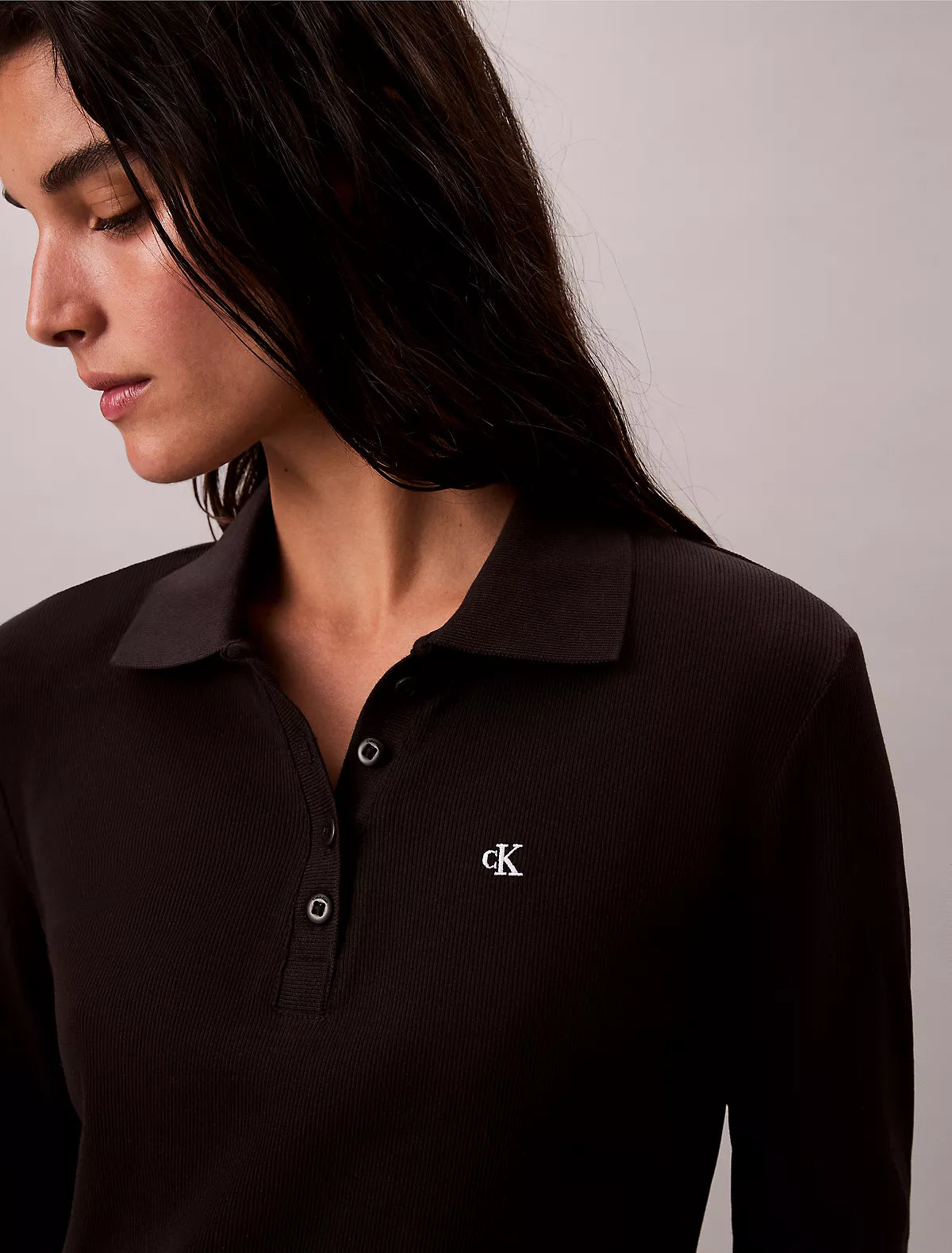 Calvin Klein - Cotton Contour Rib Long Sleeve Polo