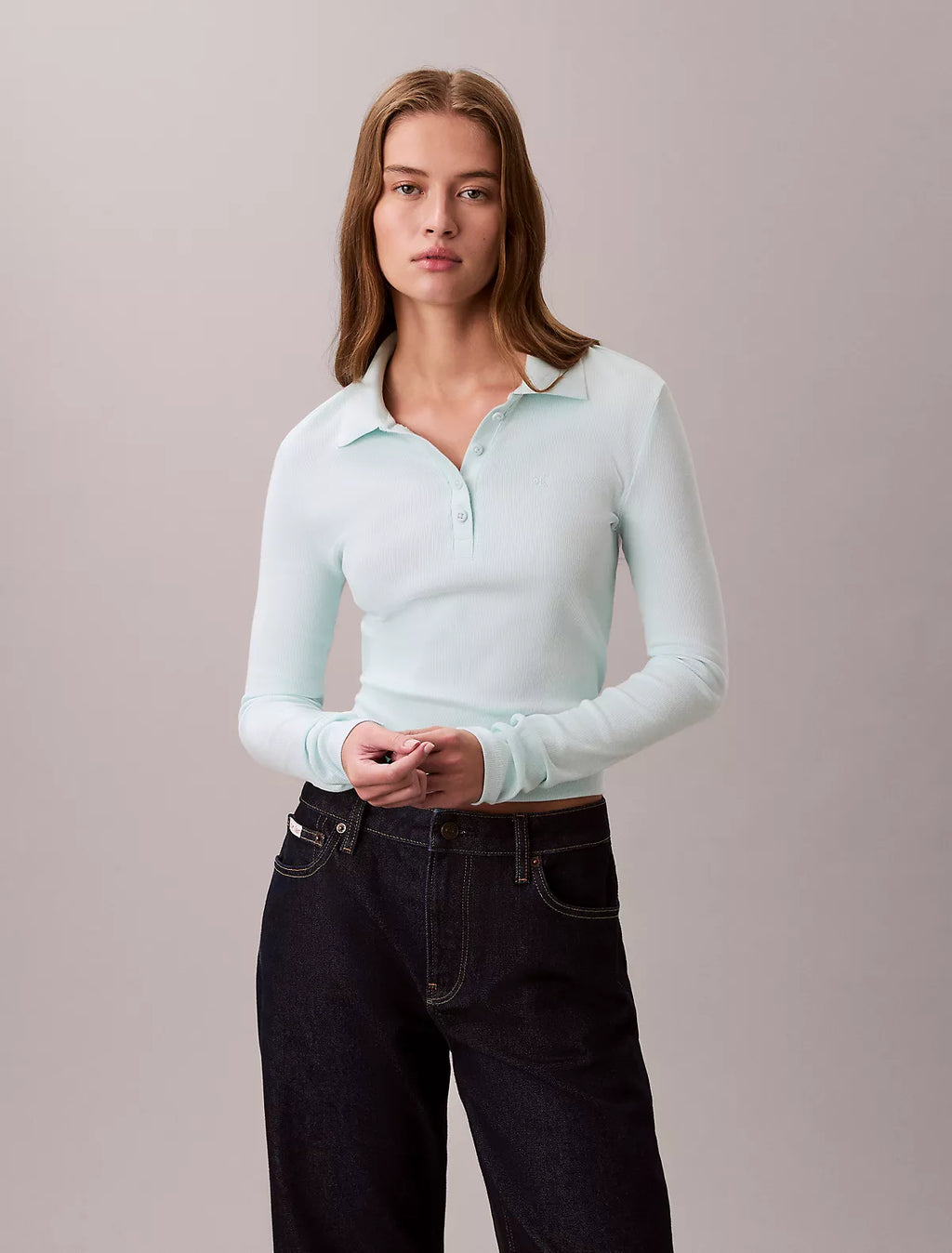 Calvin Klein - Cotton Contour Rib Long Sleeve Polo