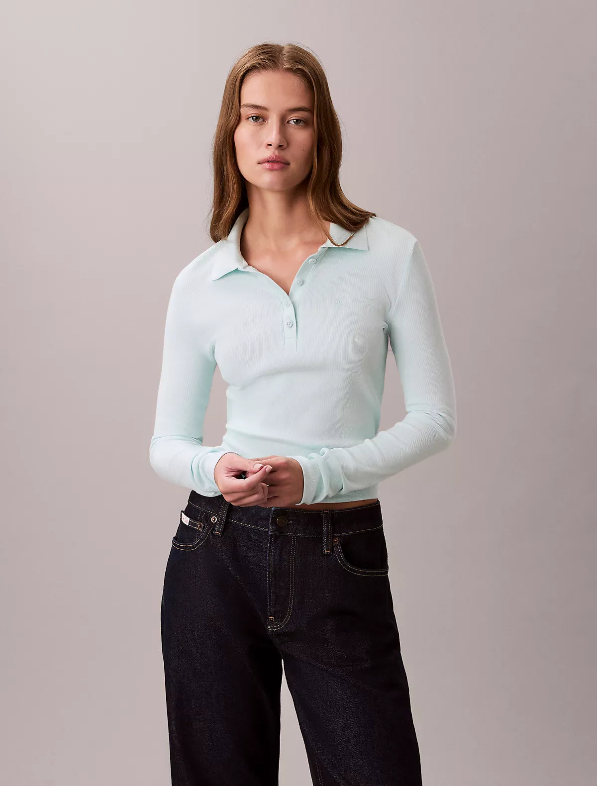 Calvin Klein - Cotton Contour Rib Long Sleeve Polo