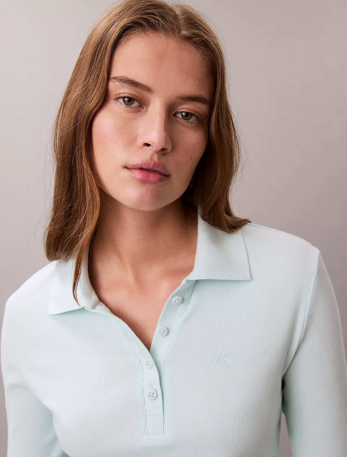 Calvin Klein - Cotton Contour Rib Long Sleeve Polo