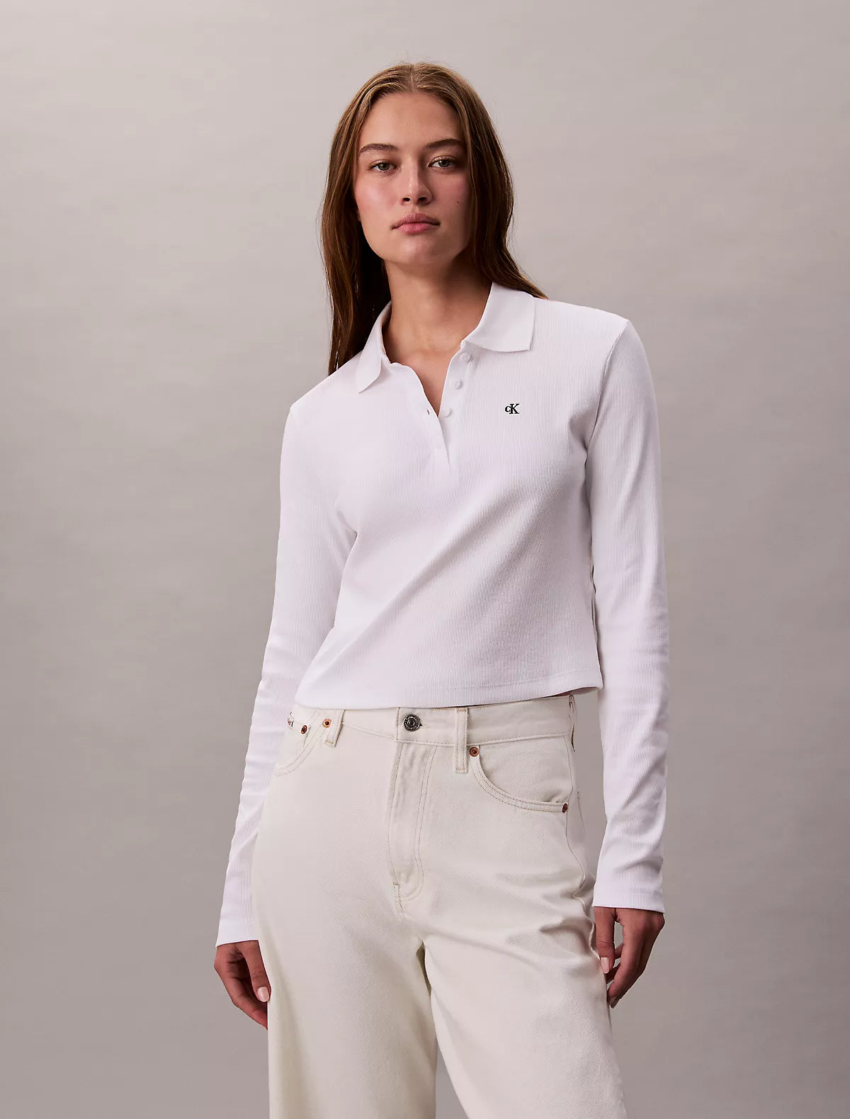 Calvin Klein - Cotton Contour Rib Long Sleeve Polo