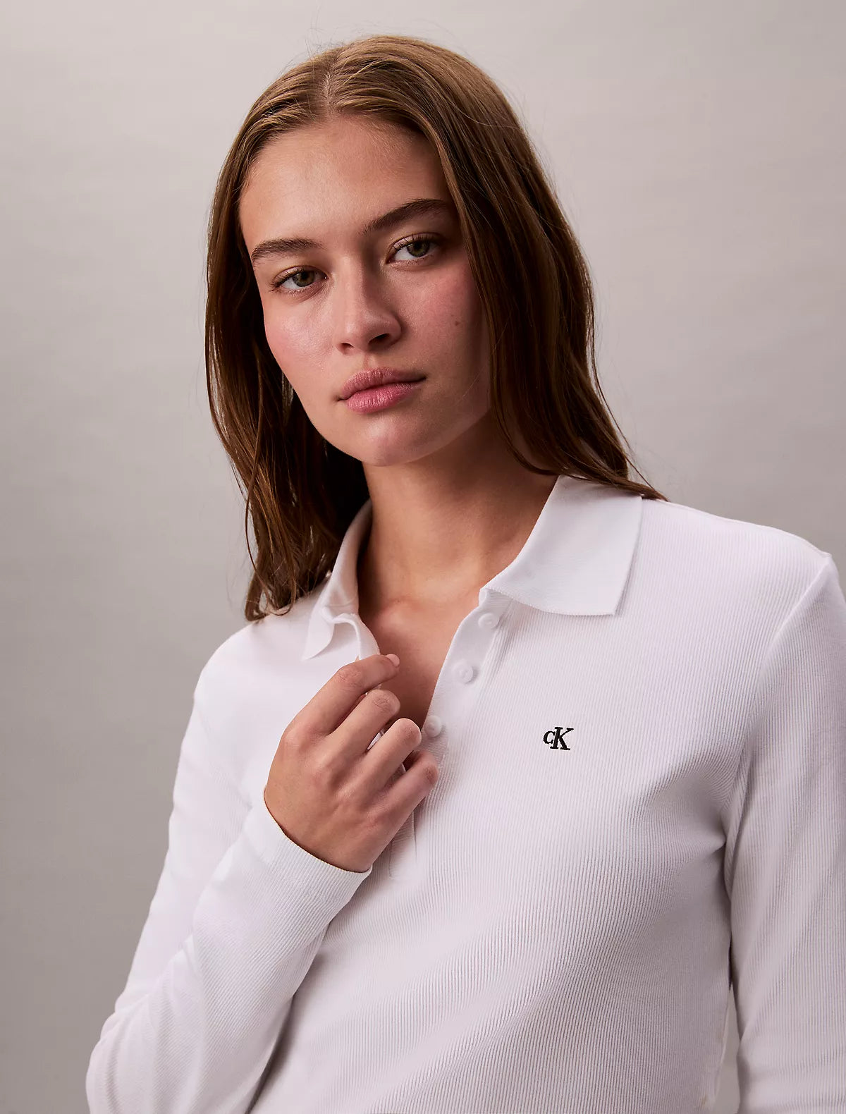 Calvin Klein - Cotton Contour Rib Long Sleeve Polo