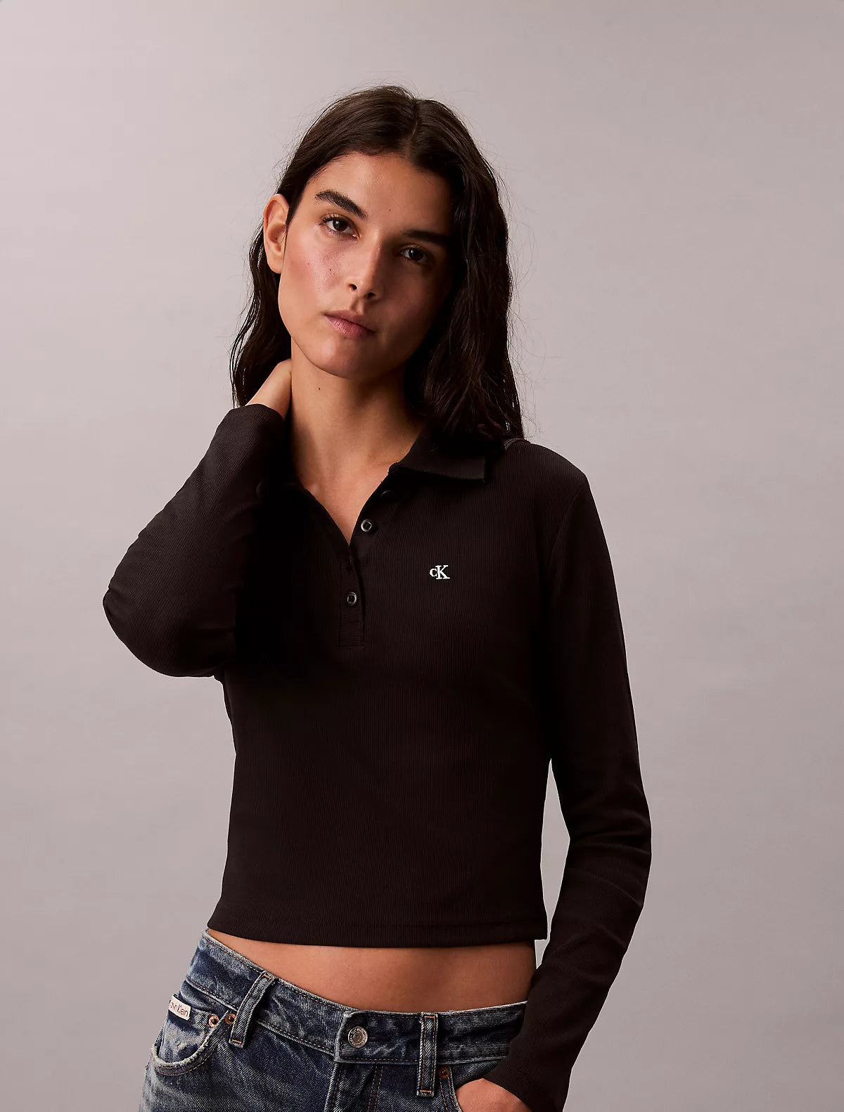 Calvin Klein - Cotton Contour Rib Long Sleeve Polo