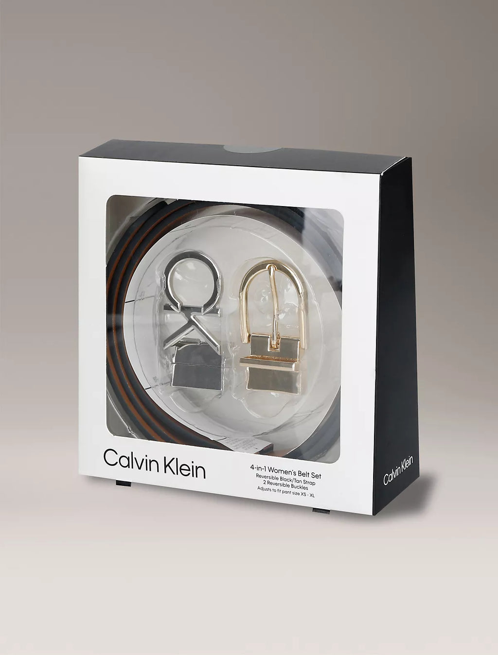 Calvin Klein - Monogram Logo and Round Buckle Reversible Belt Set