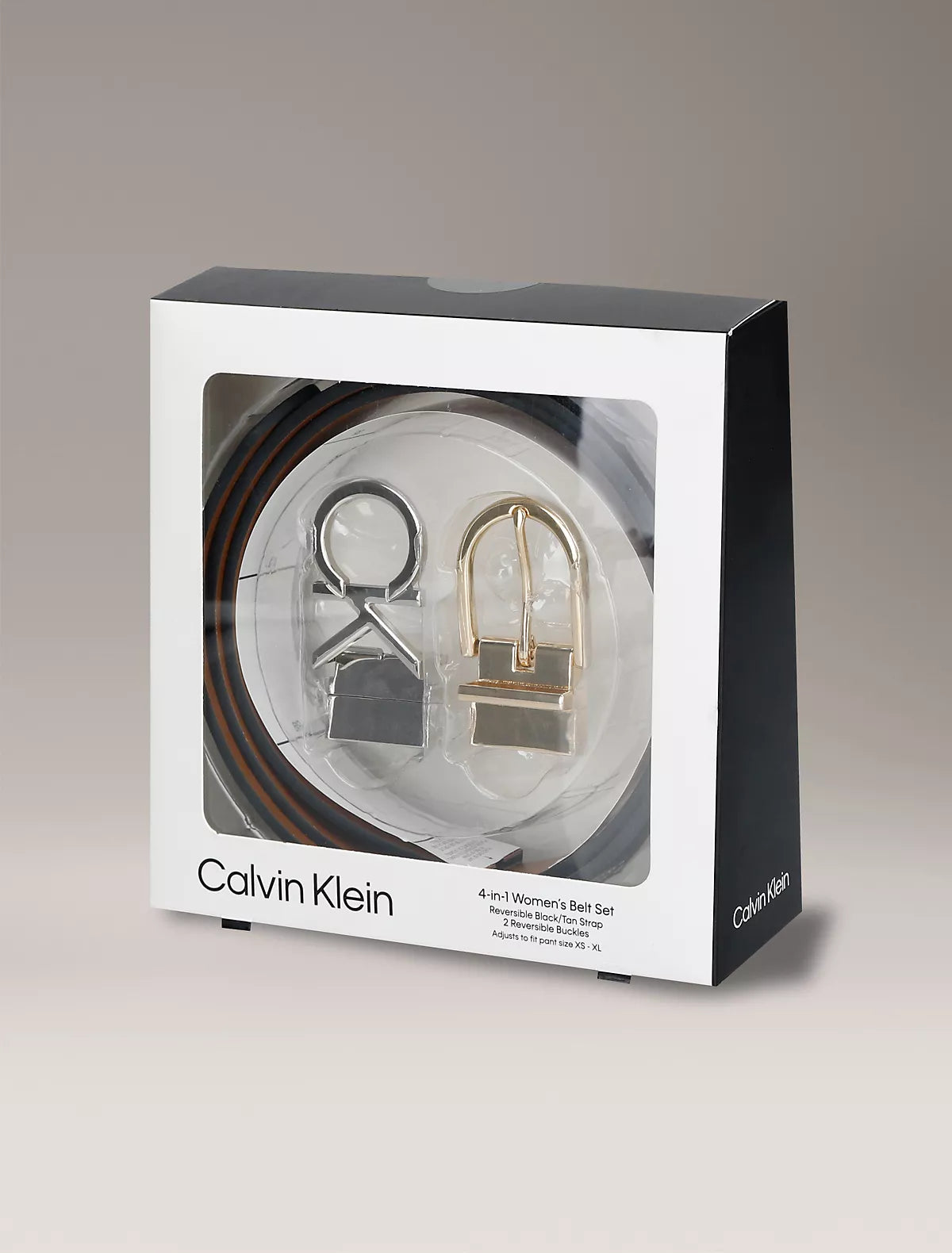 Calvin Klein - Monogram Logo and Round Buckle Reversible Belt Set