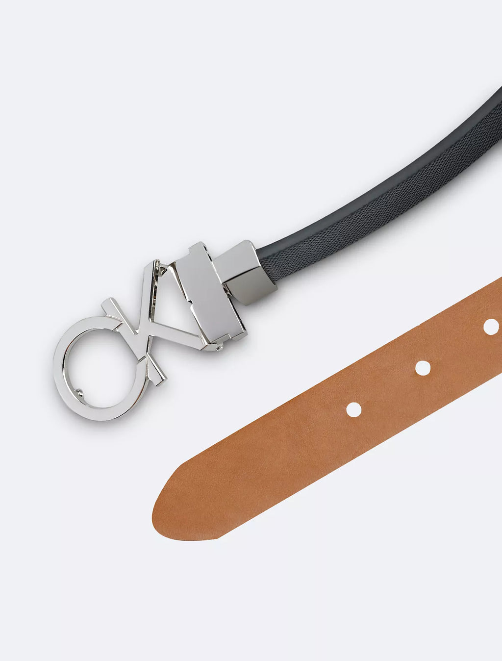 Calvin Klein - Monogram Logo and Round Buckle Reversible Belt Set