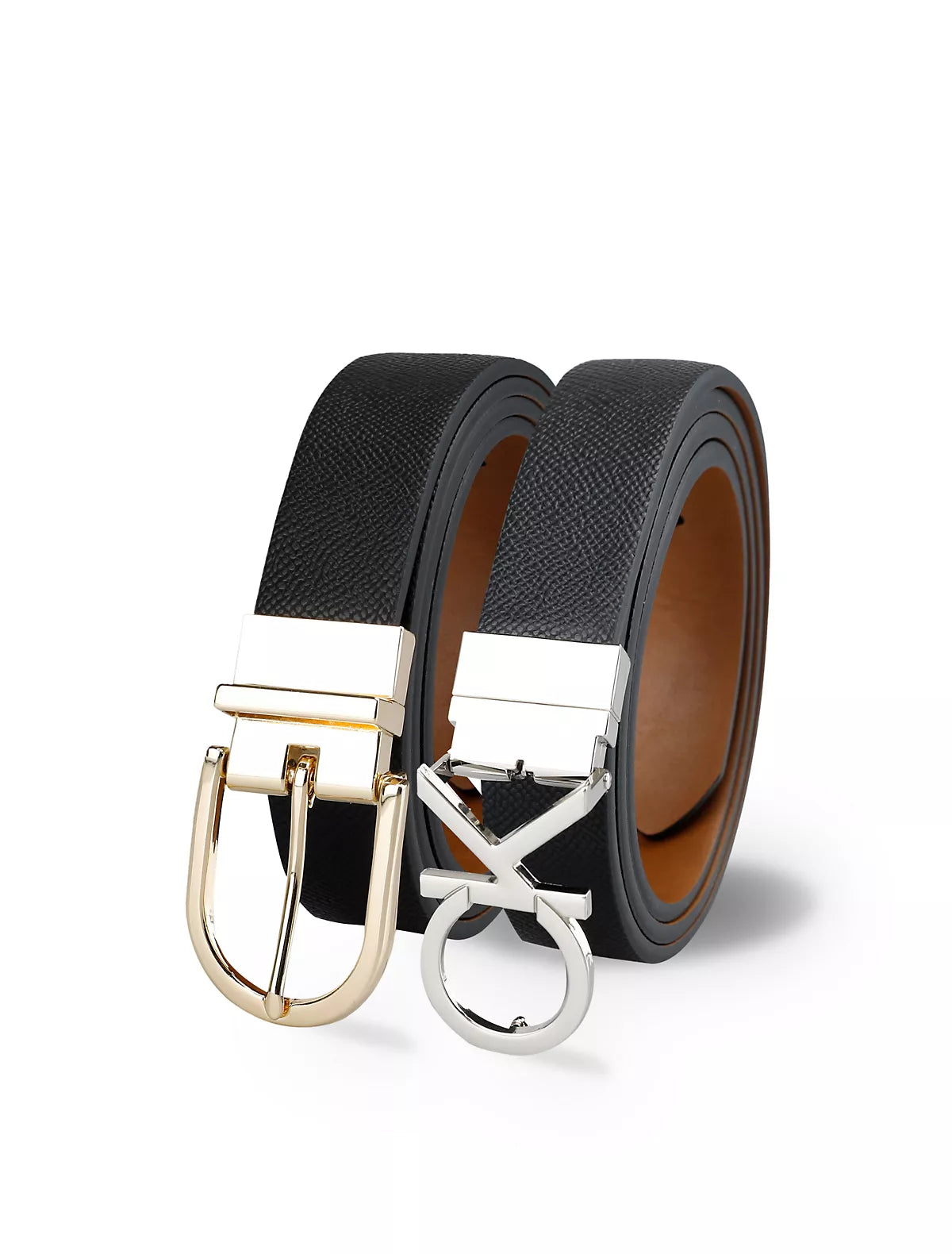 Calvin Klein - Monogram Logo and Round Buckle Reversible Belt Set