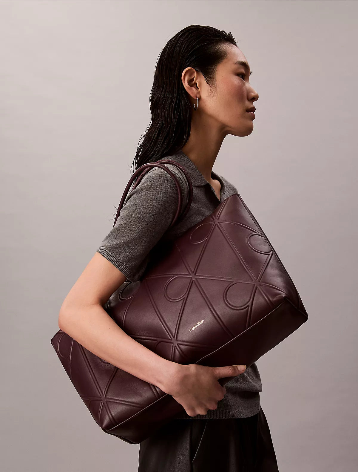 Calvin Klein - Embossed Allover Emblem Logo Tote Bag