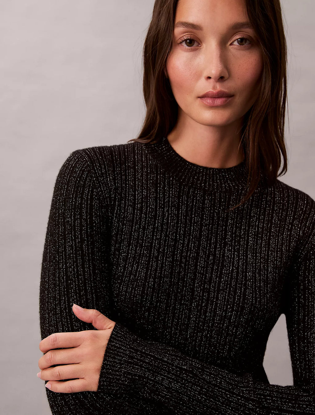 Calvin Klein - Lurex Merino Wool Blend Mini Sweater Dress