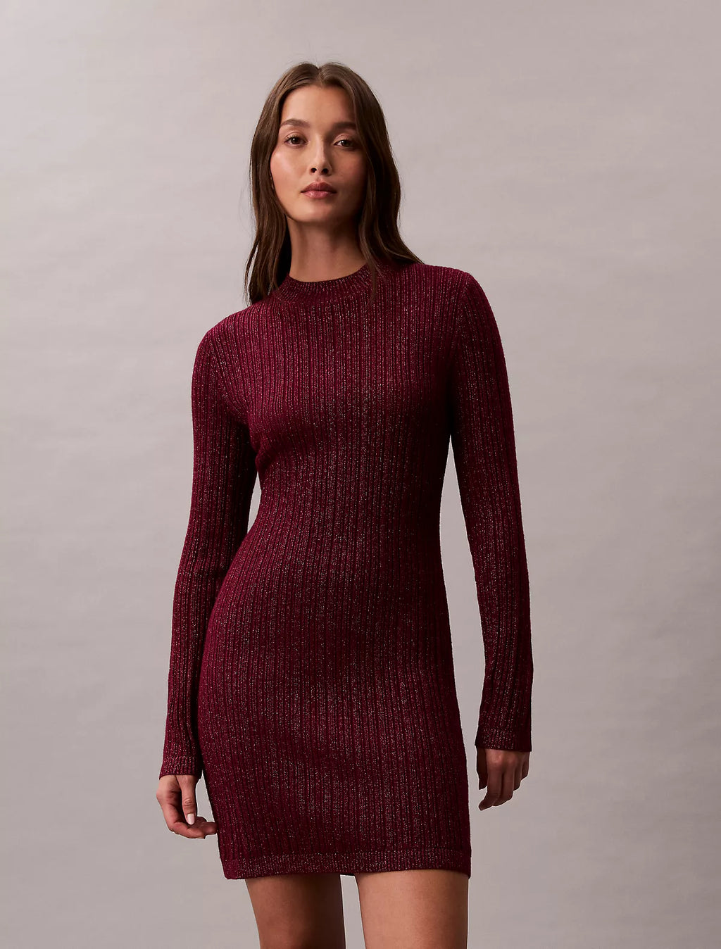 Calvin Klein - Lurex Merino Wool Blend Mini Sweater Dress