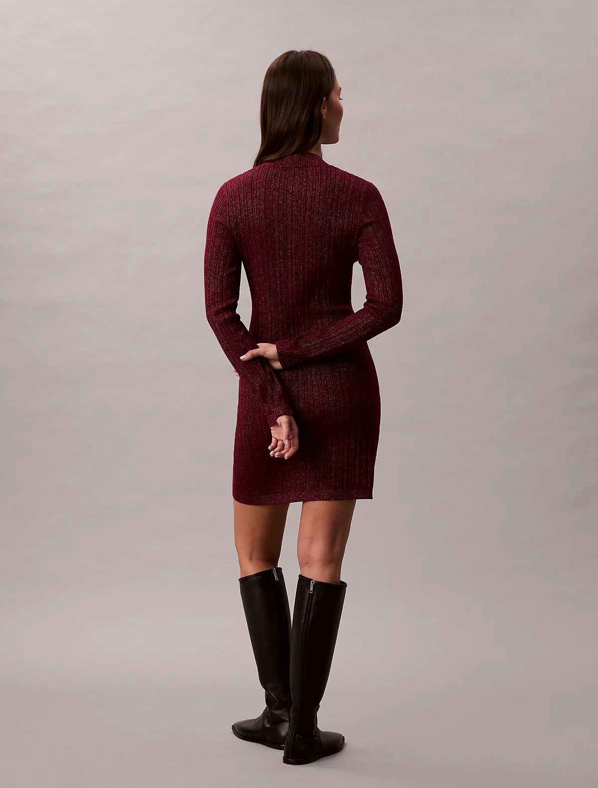 Calvin Klein - Lurex Merino Wool Blend Mini Sweater Dress