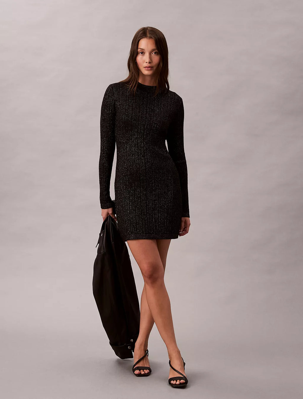 Calvin Klein - Lurex Merino Wool Blend Mini Sweater Dress