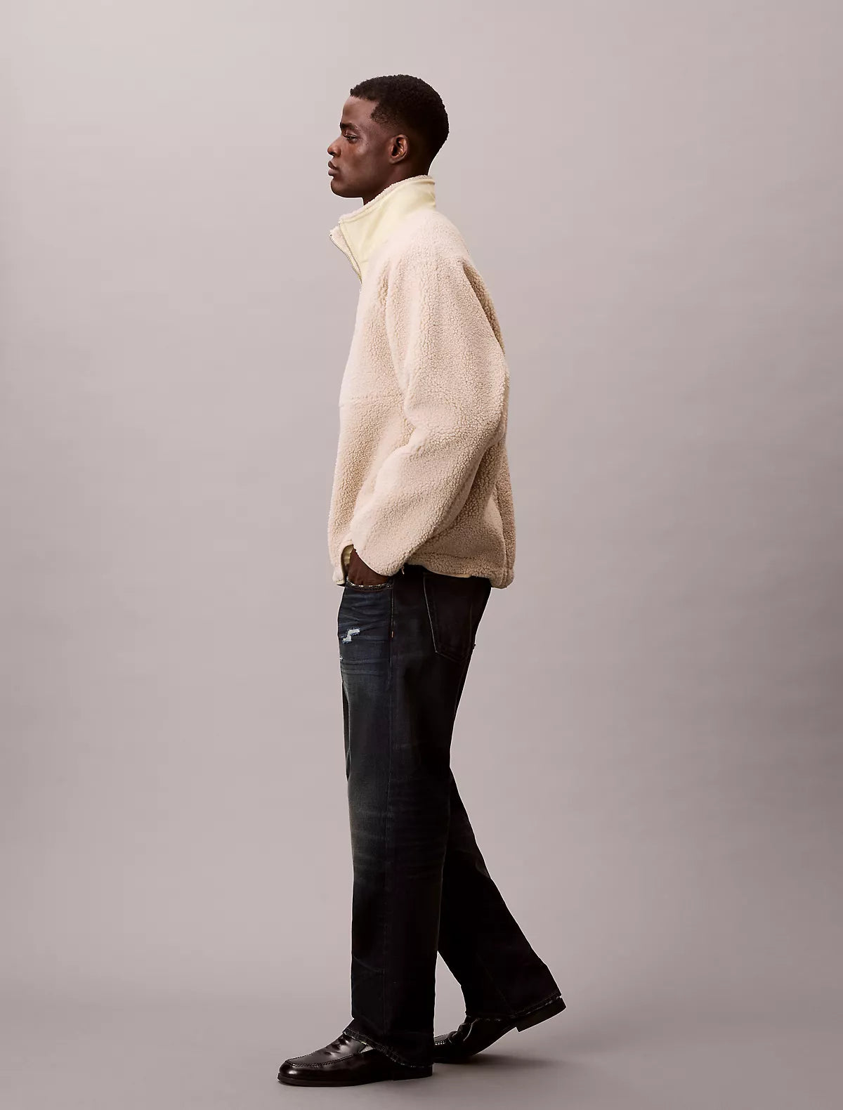 Calvin Klein - Sherpa Roll Neck Quarter Zip Sweatshirt