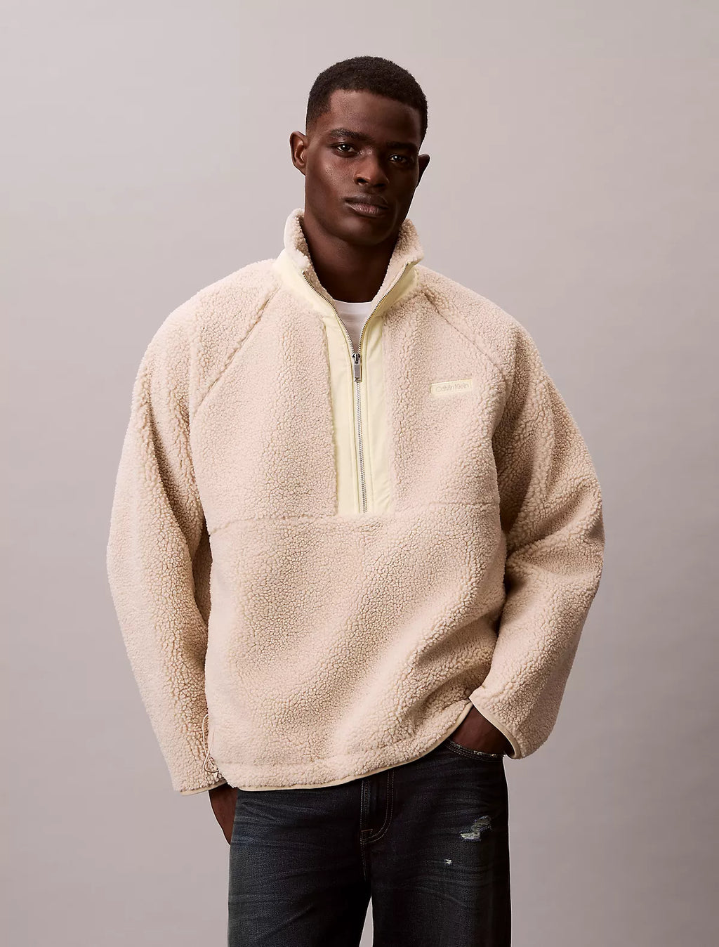 Calvin Klein - Sherpa Roll Neck Quarter Zip Sweatshirt