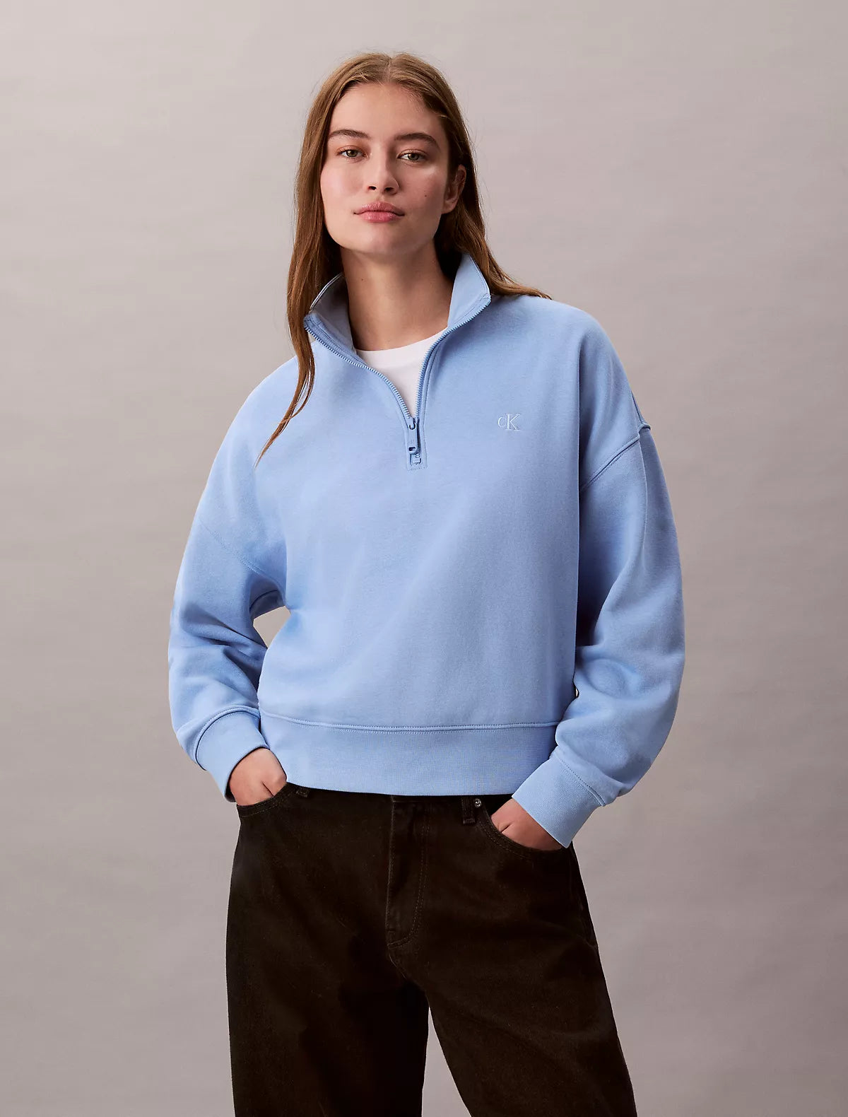 Calvin Klein - Archive Logo Fleece Quarter Zip Mock Neck Sweatshirt
