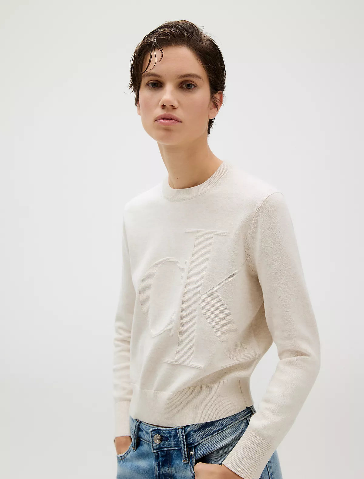 Calvin Klein - Smooth Cotton Monogram Sweater