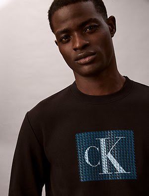 Calvin Klein - Fleece Layered Monogram Graphic Sweatshirt IMMEDIATE