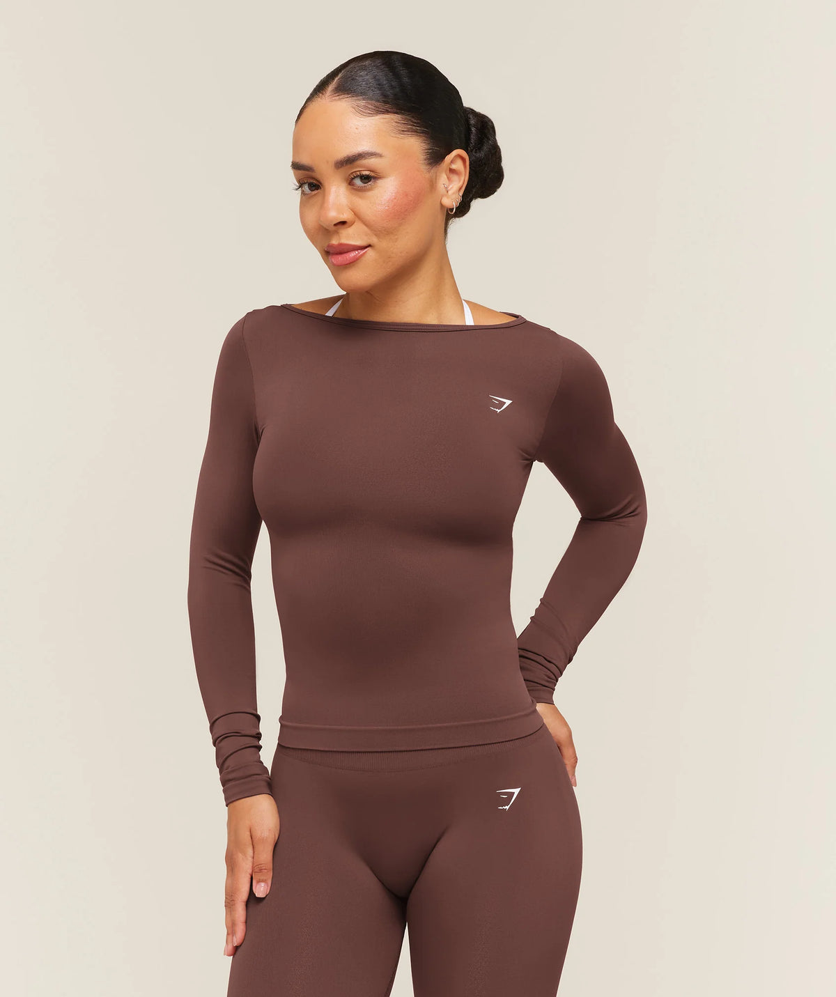 GYMSHARK - Everyday Seamless Wide Neck Long Sleeve Top