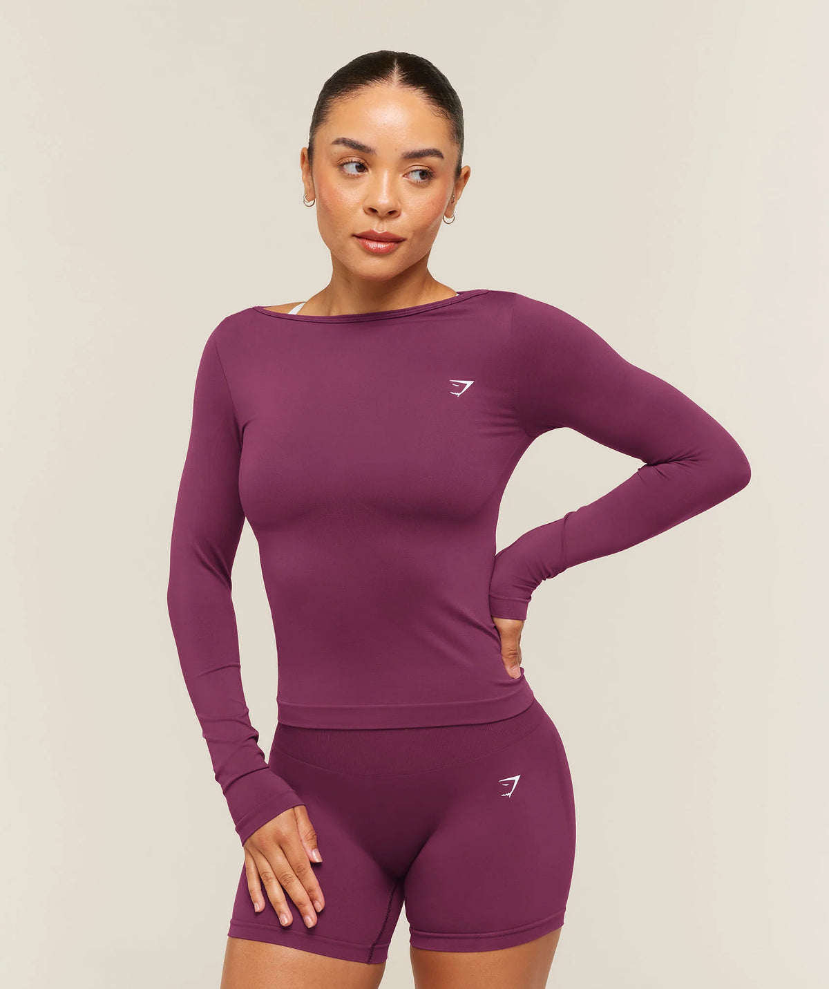 GYMSHARK - Everyday Seamless Wide Neck Long Sleeve Top