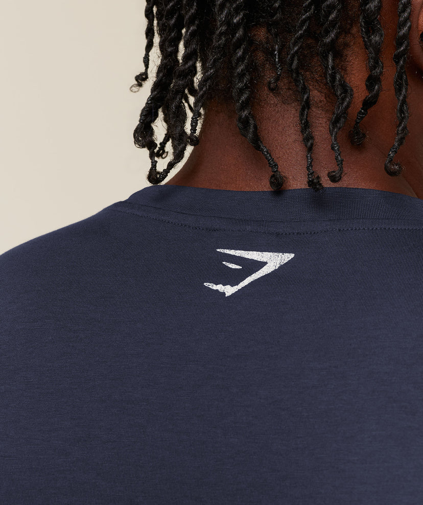 GYMSHARK - Faded Collegiate Graphic T-Shirt
