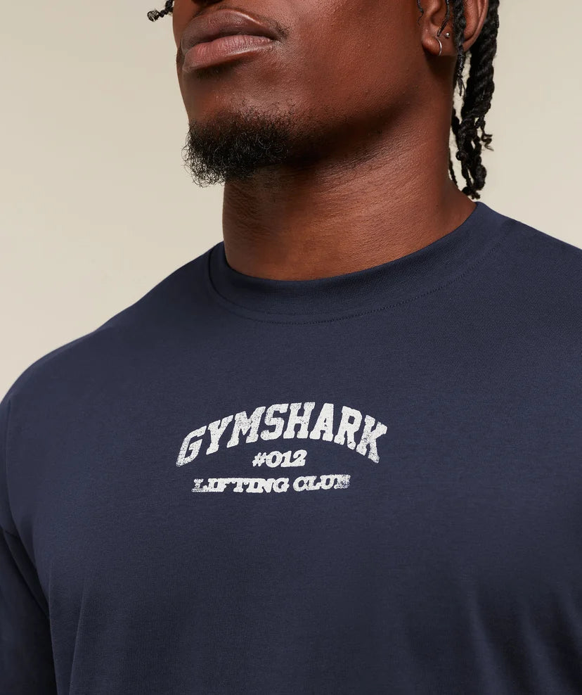 GYMSHARK - Faded Collegiate Graphic T-Shirt