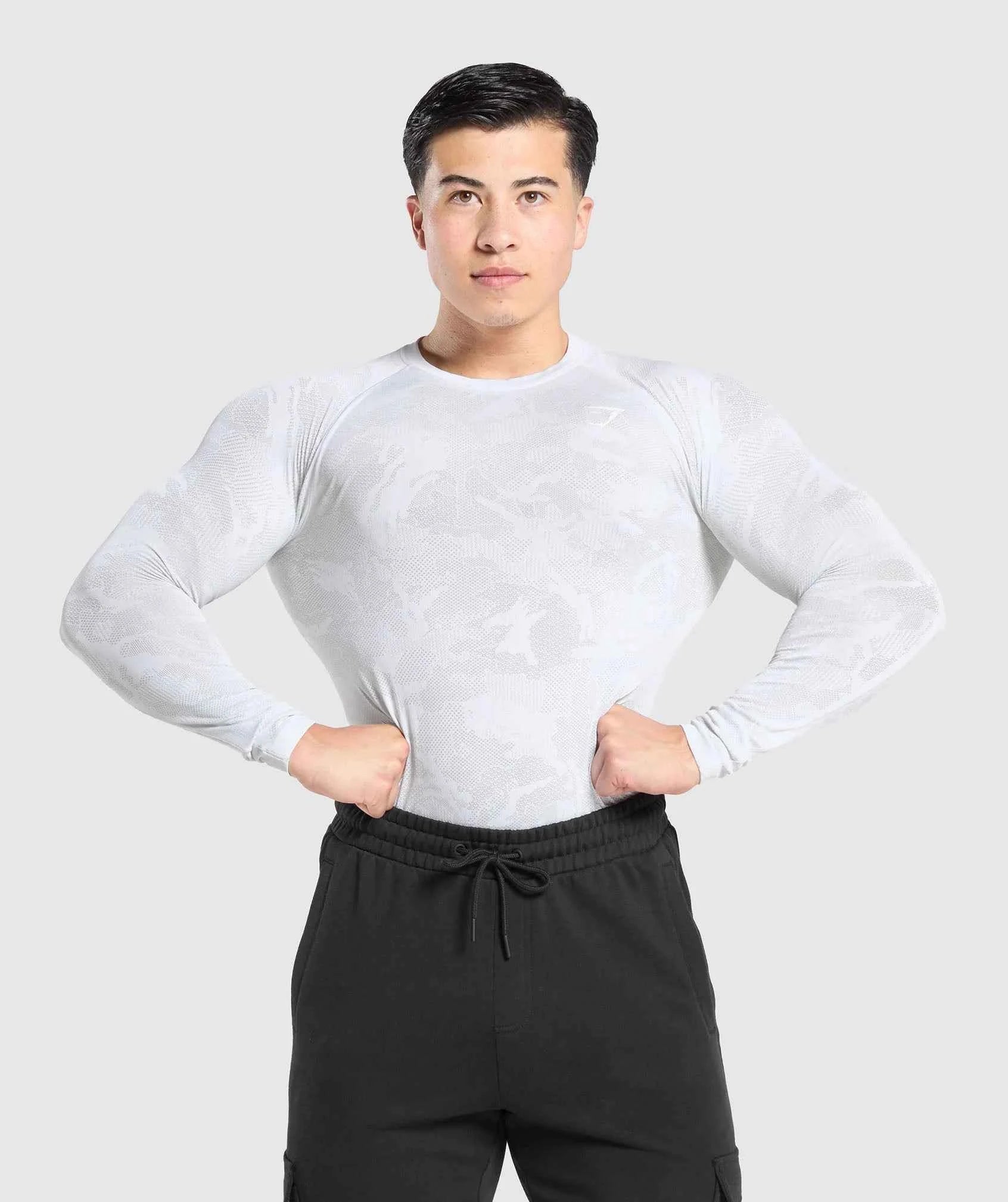 GYMSHARK-Geo Seamless Long Sleeve T-Shirt